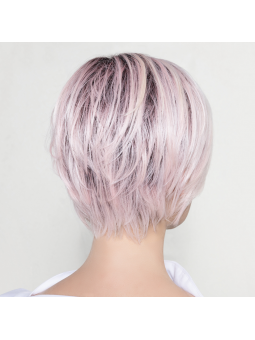 Perruque synthétique courte lisse Aletta Mono Part - Pastel Rose / Shad