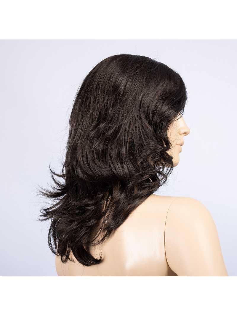 Perruque synthétique longue bouclée Aria Mono Part - Dark brown Mix