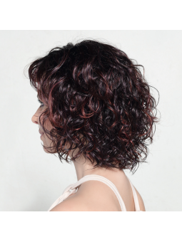 Perruque synthétique mi longue bouclée Onda Mono Part - Plum red/shad