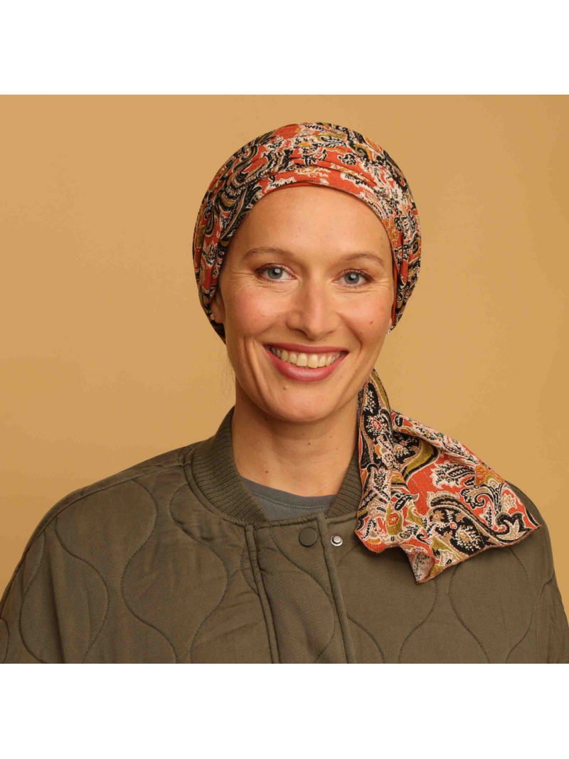 Turban Chimiothérapie Femme Hortense - Paisley Orange