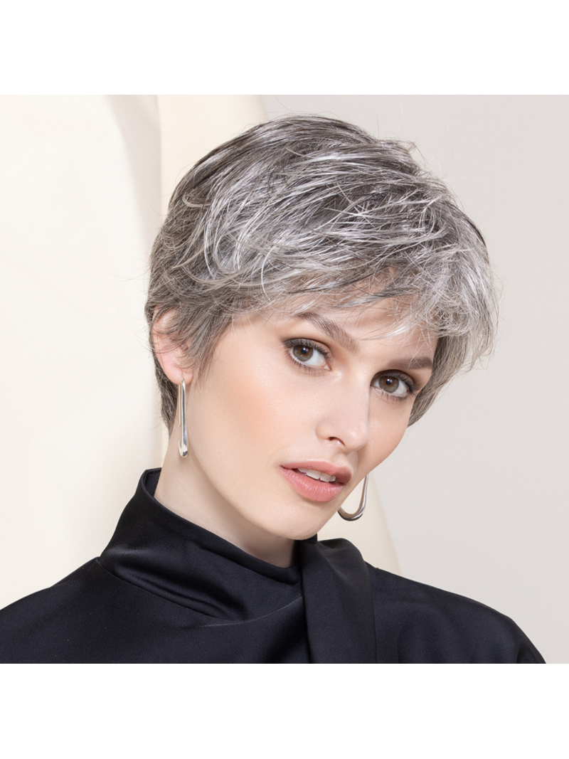 Perruque synthétique courte lisse Tact Soft - dark grey mix